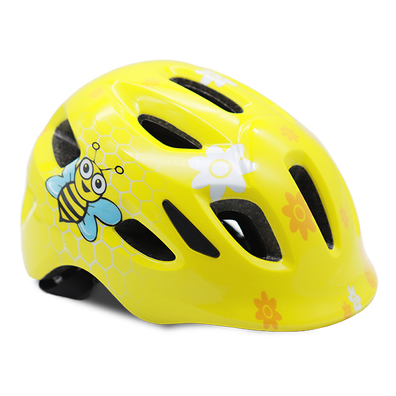 Dječja kaciga za bicikl - ultralakā, prozračna, monolitna konstrukcija, podesivi obim glave, Little Bee uzorak