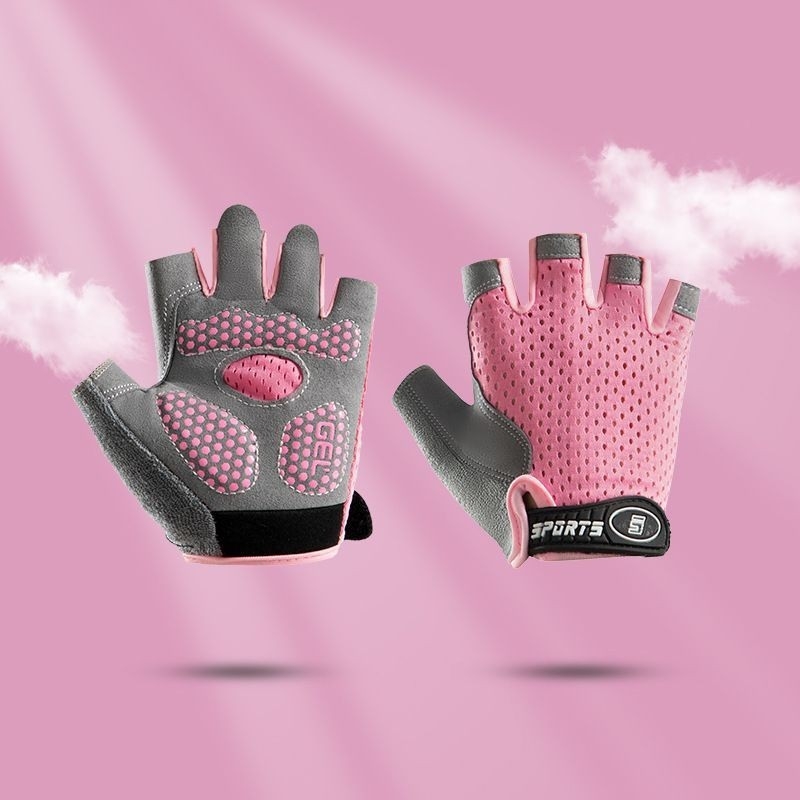 Gyerekeknek félujjú kesztyű pillangó hálós mintával – csúszásmentes, poliészter, uniszex, kerékpározáshoz és görkorcsolázáshoz, 4–12 éveseknek