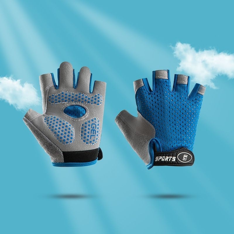 Gyerekeknek félujjú kesztyű pillangó hálós mintával – csúszásmentes, poliészter, uniszex, kerékpározáshoz és görkorcsolázáshoz, 4–12 éveseknek