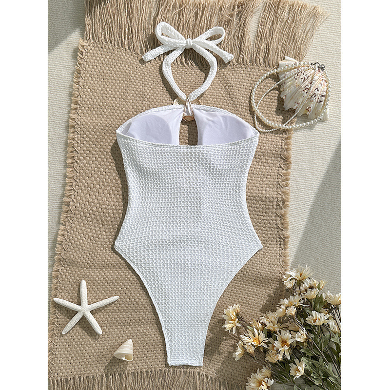 Ženski jednodijelni kupaći kostim s halter vratom, mršavljenje-stil, jednobojni, materijal 90% poliester, podstava 10% spandex
