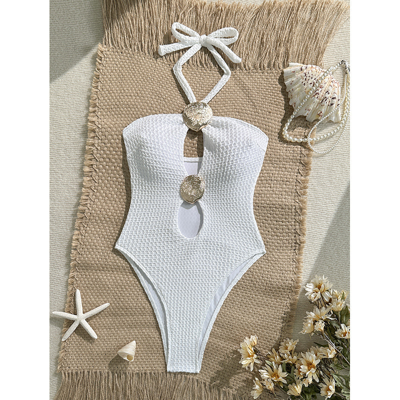 Ženski jednodijelni kupaći kostim s halter vratom, mršavljenje-stil, jednobojni, materijal 90% poliester, podstava 10% spandex