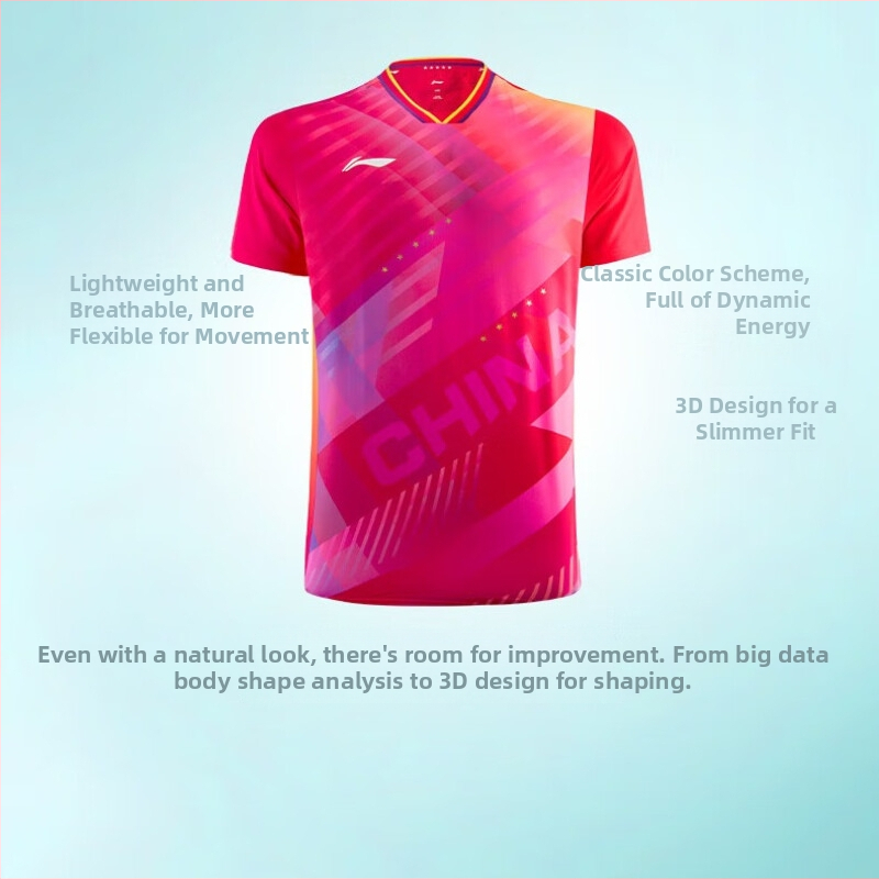 Uniforma na stolný tenis – Mužský národný tím, tričko s krátkym rukávom a šortky, leto, tkanina 90% acetát s 10% Spandex podšívkou