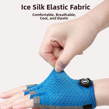Detské cyklistické rukavice, polovičné prsty, unisex, monochromatický vzor, textilný materiál, protišmykové, pre vek 5–13 rokov