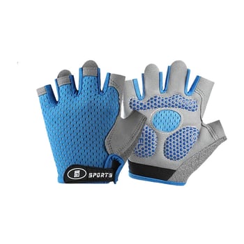 Gyerekek kerékpáros kesztyű, félujjas, uniszex, monokróm mintázat, szövetanyag, csúszásmentes, 5–13 éveseknek