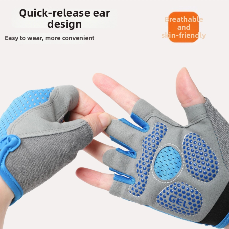 Detské cyklistické rukavice, polovičné prsty, unisex, monochromatický vzor, textilný materiál, protišmykové, pre vek 5–13 rokov