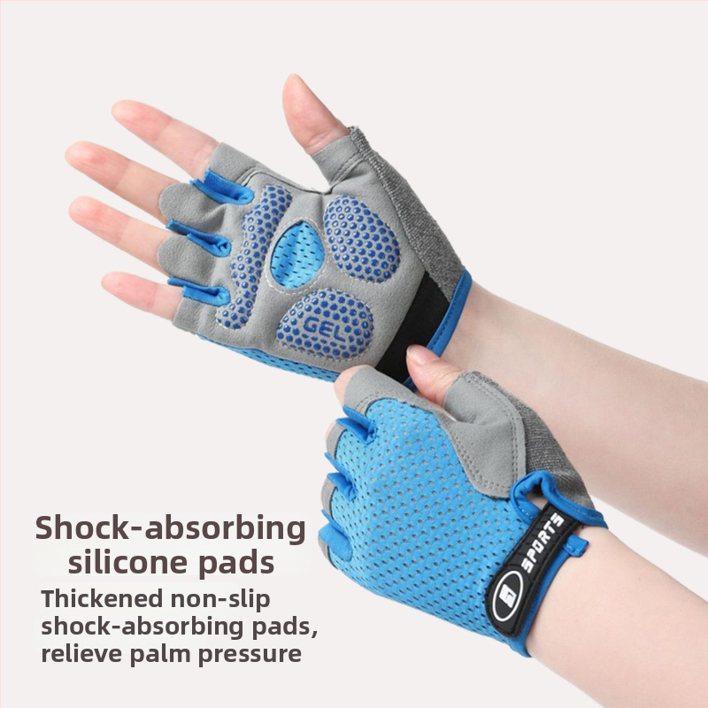 Detské cyklistické rukavice, polovičné prsty, unisex, monochromatický vzor, textilný materiál, protišmykové, pre vek 5–13 rokov