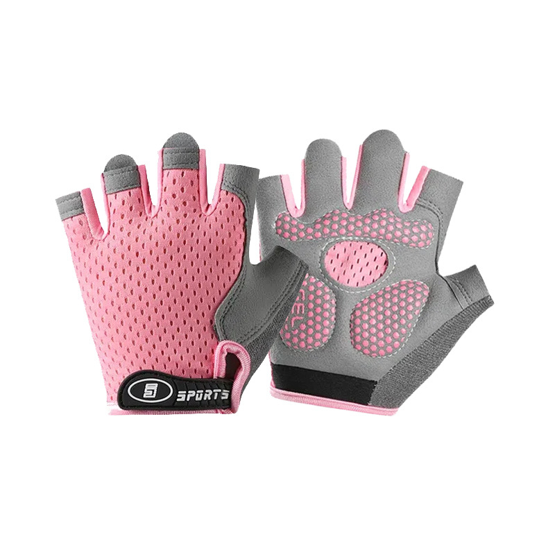 Gyerekek kerékpáros kesztyű, félujjas, uniszex, monokróm mintázat, szövetanyag, csúszásmentes, 5–13 éveseknek