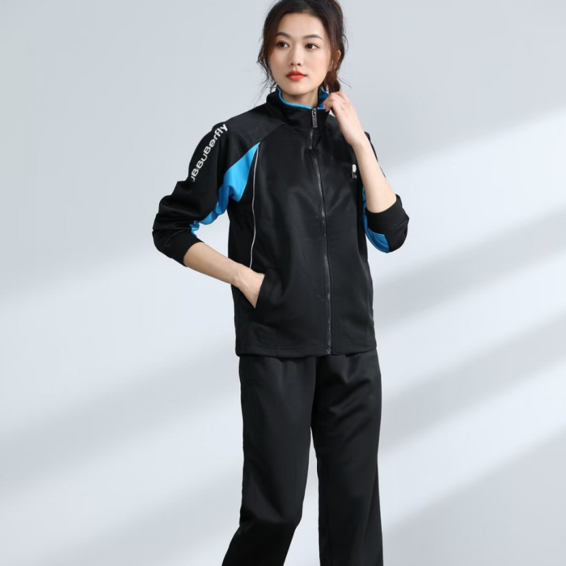 Unisex set za stolni tenis s dugačkim rukavima i sportskim kompleтом za jesen/zimu, materijal 100% poliester, podstava od poliester, pogodan za natjecanja i trening