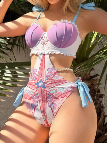 Egyrészes fürdőruha, sellőhéj mintás, melltartó párnázott, acél nélkül, poliészter 82/18, bélés 20% elasztán, ujjatlan