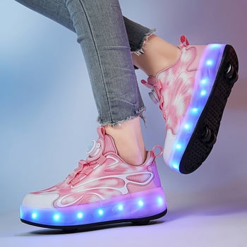 Gyerekeknek szánt görkorcsolya dupla kerékkel, PU+ háló felsőrész, TPR talp