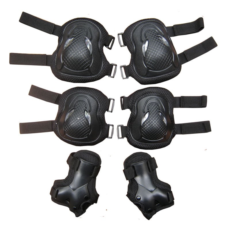 Шестчастен комплект защитно оборудване за каране на кънки – протектори за коляно, лакът, китка и длан, ABS материал, за кънки на лед, ролери и скутер