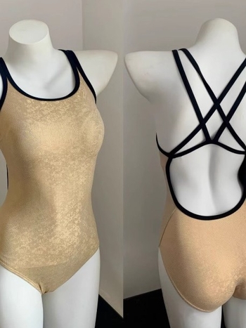 Ženski jednodelni trkaći kupaći kostim — visok struk, otvorena leđa, umetnuti jastučić za grudni koš, materijal najlon-spandeks