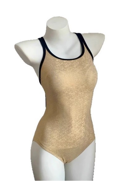 Ženski jednodelni trkaći kupaći kostim — visok struk, otvorena leđa, umetnuti jastučić za grudni koš, materijal najlon-spandeks