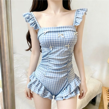 Costum de baie întreg cu model în plase, stil dulce, material poliester, fără mâneci, căptușeală poliester