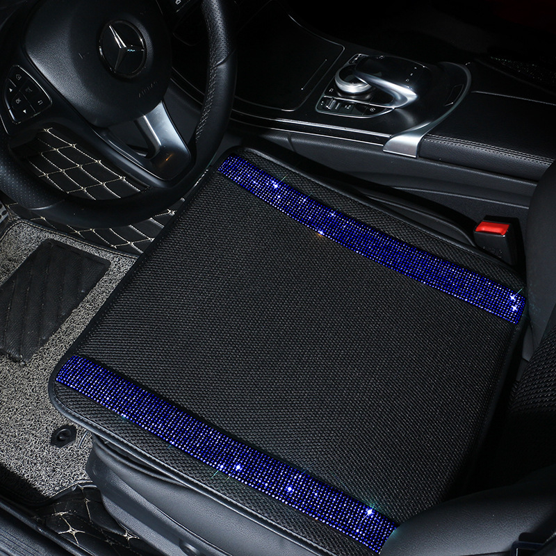 Auto jastuk za sjedalo s dijamantnim ukrasom i hladnom ice-silk tkaninom, za sve sezone, kreativni unutarnji dodatak automobila