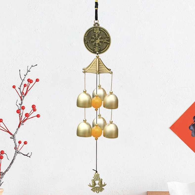 Clopoțel de vânt din aliaj – electroplacare semi-manuală – stil chinezesc nou – accesoriu de agățat