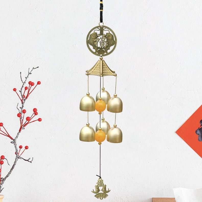 Clopoțel de vânt din aliaj – electroplacare semi-manuală – stil chinezesc nou – accesoriu de agățat