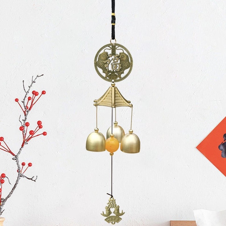 Clopoțel de vânt din aliaj – electroplacare semi-manuală – stil chinezesc nou – accesoriu de agățat