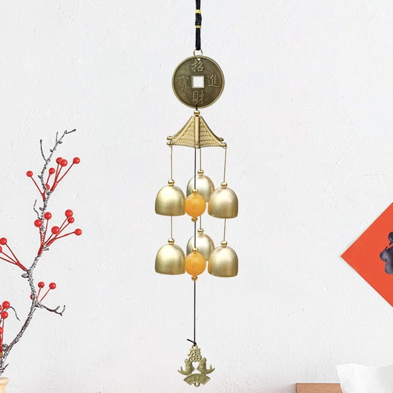 Clopoțel de vânt din aliaj – electroplacare semi-manuală – stil chinezesc nou – accesoriu de agățat