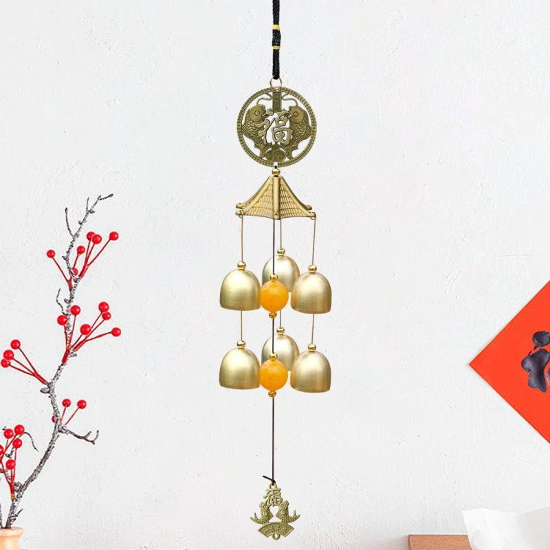 Clopoțel de vânt din aliaj – electroplacare semi-manuală – stil chinezesc nou – accesoriu de agățat