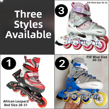 Djeca inline role s leopard printom, svjetleće, PU gornji dio i mrežasti materijal, gumeni đon, kotači u jednom redu, podesiva veličina