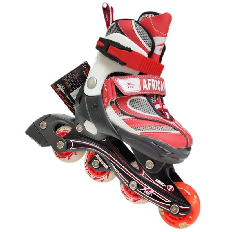 Djeca inline role s leopard printom, svjetleće, PU gornji dio i mrežasti materijal, gumeni đon, kotači u jednom redu, podesiva veličina