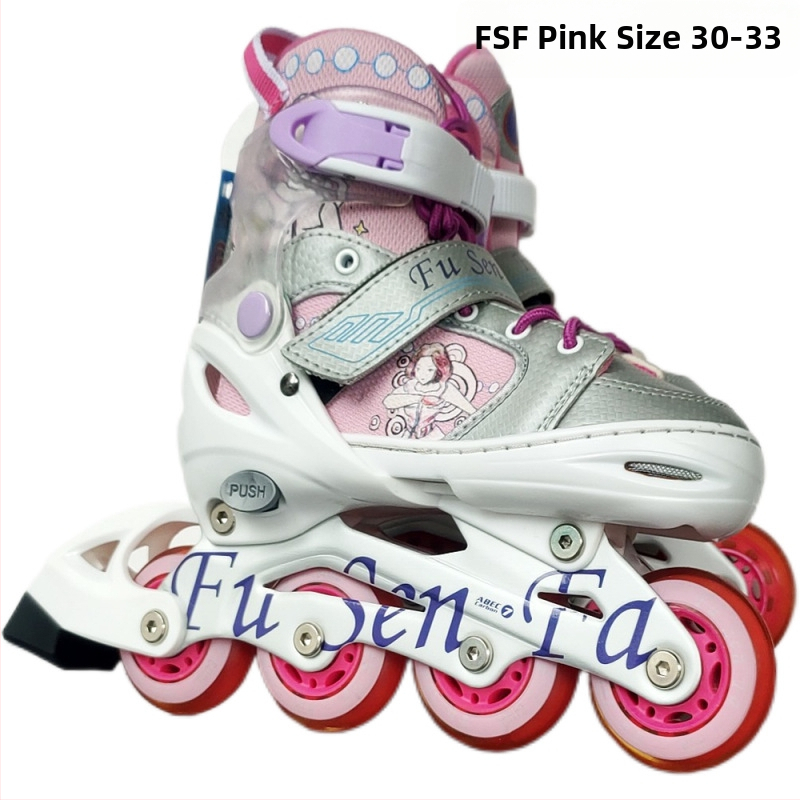 Djeca inline role s leopard printom, svjetleće, PU gornji dio i mrežasti materijal, gumeni đon, kotači u jednom redu, podesiva veličina