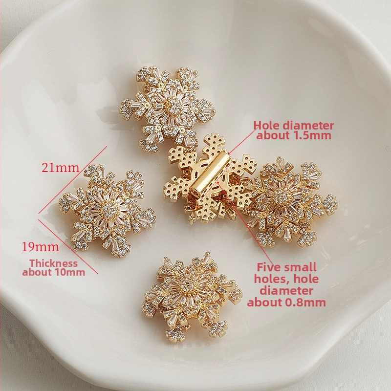 14K pozlata cirkon, rotirajuća pahulja snijega, perle za narukvicu i ogrlicu, materijali za DIY nakit