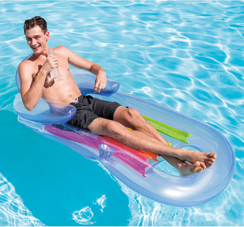 INTEX58802 Nafukana plovajuća ležaljka za jednu osobu — Vodeni odmor, Ležanje na vodi, Debeli plažni madrac