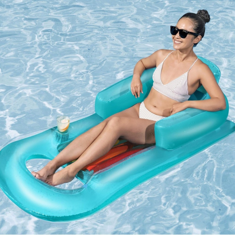 INTEX58802 Nafukana plovajuća ležaljka za jednu osobu — Vodeni odmor, Ležanje na vodi, Debeli plažni madrac