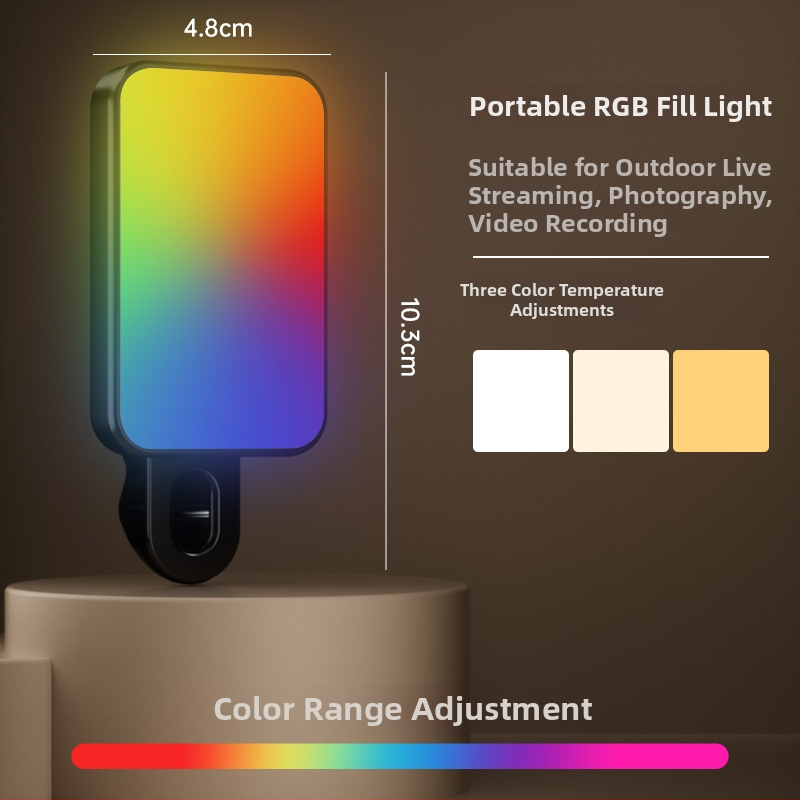 Kompaktné svetlo pre telefón na selfies, nahrávanie videa a vonkajšie použitie – 4,8W, 2700–3500K teplé svetlo, 3 farebné teploty, ručné ovládanie, model Bgd-dy