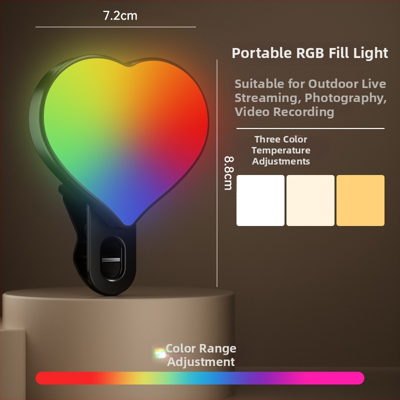 Kompaktné svetlo pre telefón na selfies, nahrávanie videa a vonkajšie použitie – 4,8W, 2700–3500K teplé svetlo, 3 farebné teploty, ručné ovládanie, model Bgd-dy