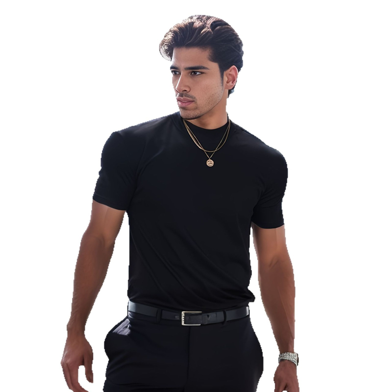 Férfi rövid ujjú póló, laza szabás, kerek nyakú, pamut-poliészter keverék 65% pamut, 35% poliészter, gyorsan száradó, lélegző, hűsítő, nyárra