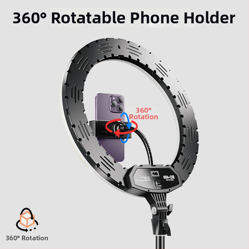 Podlahové kruhové svetlo pre Live stream s držiakom na telefón, LED 55–65W, 220V, stmievateľné