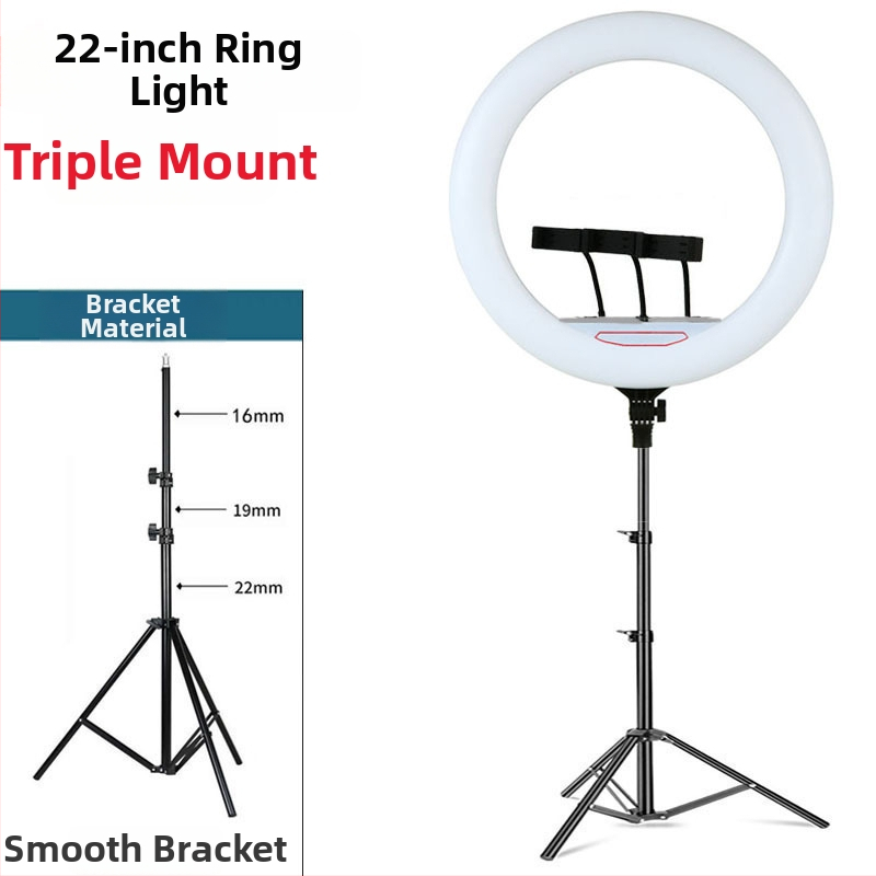 Podlahové kruhové svetlo pre Live stream s držiakom na telefón, LED 55–65W, 220V, stmievateľné