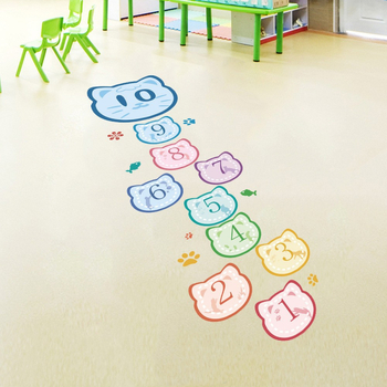 PVC podna naljepnica za hopscotch s dizajnom zrakoplova, crtani motiv, pogodna za vrtić, 1 kom