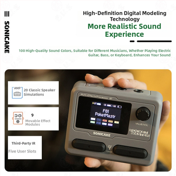 Pocket Master elektrická gitara – viacúčelový efektový procesor, Bluetooth zvuková karta a bubnový stroj