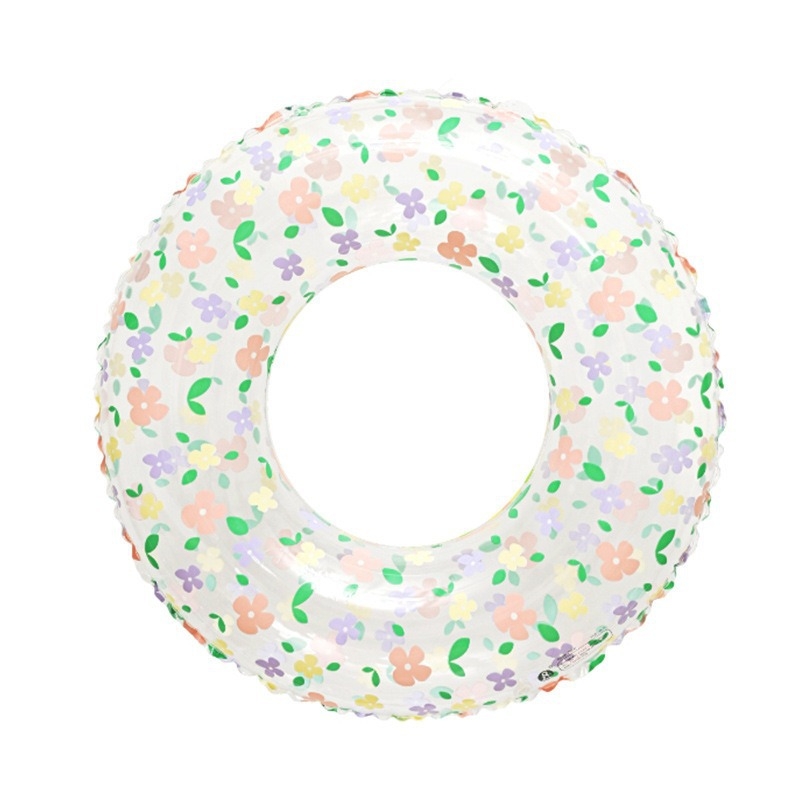 Inel de înot cu model cu flori, gonflabil, PVC ecologic, grosime 0.2 mm, pentru copii