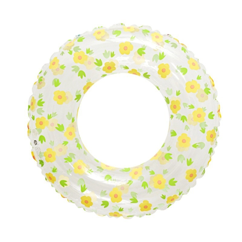 Inel de înot cu model cu flori, gonflabil, PVC ecologic, grosime 0.2 mm, pentru copii