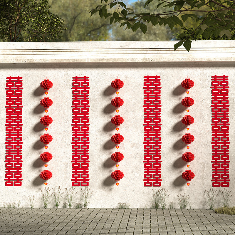 Εξωτερικός γαμήλιος διακοσμητικός εξοπλισμός: κορδέλα γιρλάντα με φαναράκια διπλής χαράς και μικρά πολύχρωμα σηματάκια για τη διαμόρφωση αυλής (Κατηγορία: διακόσμηση σκηνής; Υλικό: κορδέλα; Εισαγωγή: Όχι; Άδεια IP: Όχι; Δώρο: Όχι)