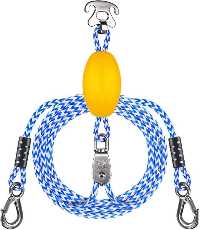 Nagy teherbírású csónak vontató kötél rozsdamentes csatlakozóval, 12 láb hosszú, PE anyagú