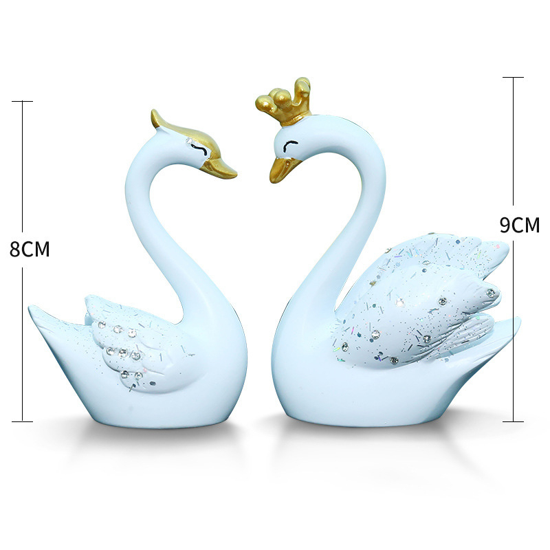 Двойка лебедови автомобилни интериорни орнаменти за централна конзола - смола, прост стил, украса