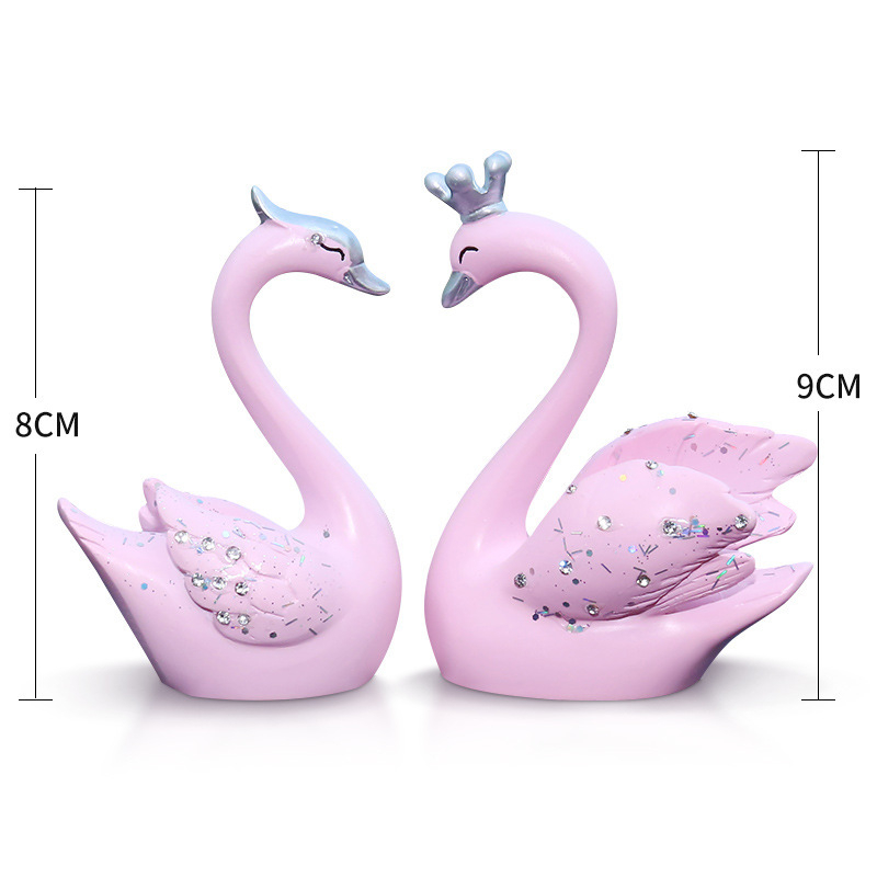 Двойка лебедови автомобилни интериорни орнаменти за централна конзола - смола, прост стил, украса