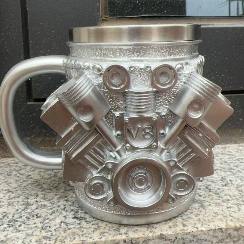 Spark Plug Mug – šalica za kavu iz nehrđajućeg čelika, 3D dizajn, moderni minimalistički stil, zanimljivi ukrasi