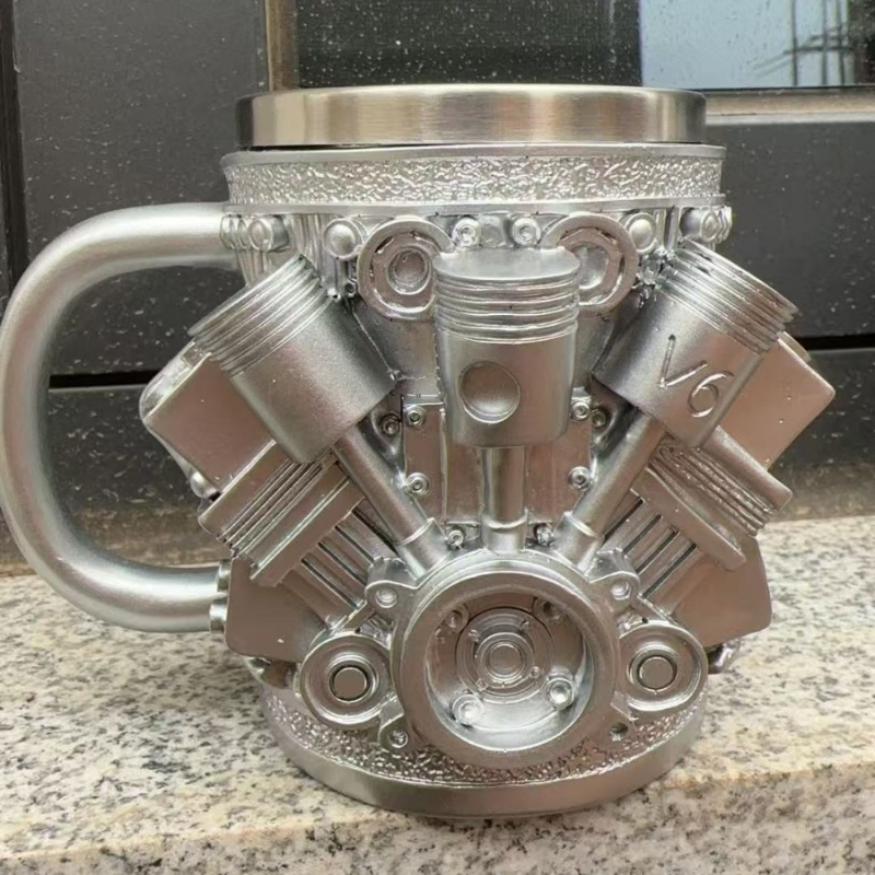 Spark Plug Mug – šalica za kavu iz nehrđajućeg čelika, 3D dizajn, moderni minimalistički stil, zanimljivi ukrasi