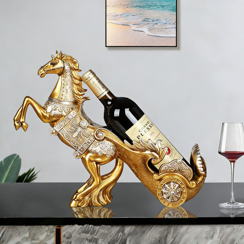 Stalak za vino od smole, europskog stila, dvostruki bojni konj, dekoracija za dnevni boravak