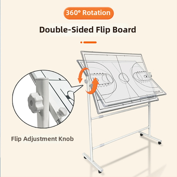 Skladacia taktická tabuľa s magnetom pre basketbal a futbal, so stojanom, obojstranná, hliníkový rám, kód zjszsb-001