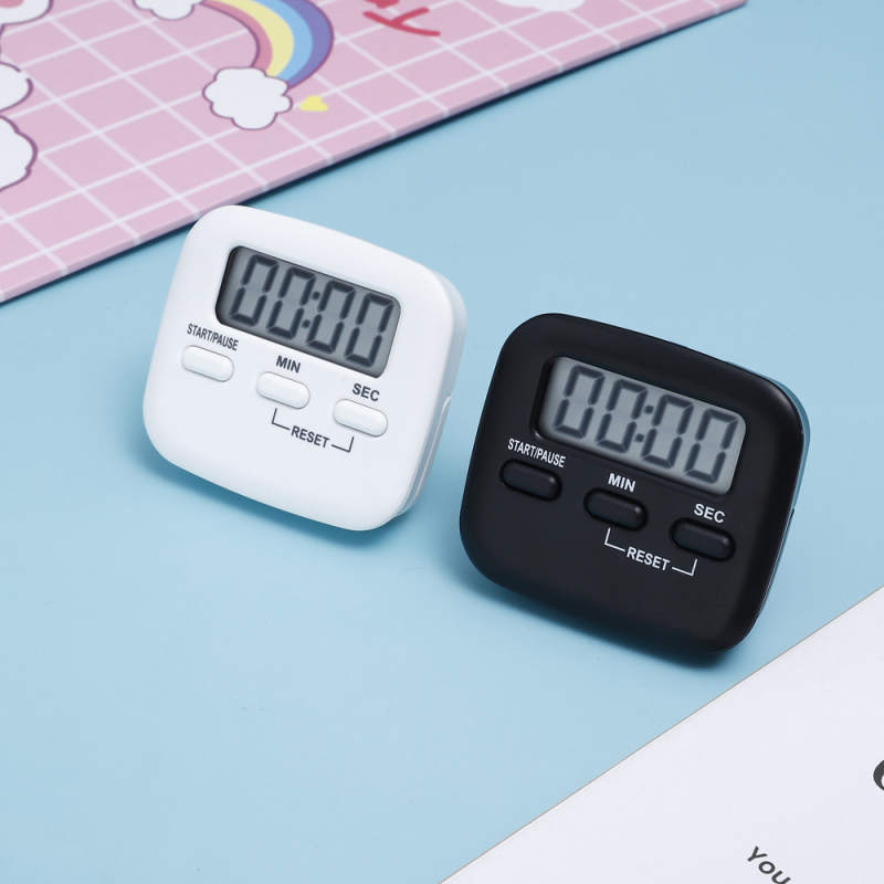 Cronometru de numărătoare inversă cu reminder - carcasă ABS dreptunghiulară, mișcare electronică, afișaj LCD numeric, cronograf, alimentare cu baterie