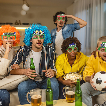Papír party szemüveg — fotófülke dekoráció, bár és futball világbajnokság rajongói számára, egyszer használatos, világító szemüvegek (Papír; Nyomtatás; Testreszabás; Logó nyomtatott; Világító szemüveg)