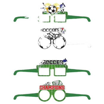 Papír party szemüveg — fotófülke dekoráció, bár és futball világbajnokság rajongói számára, egyszer használatos, világító szemüvegek (Papír; Nyomtatás; Testreszabás; Logó nyomtatott; Világító szemüveg)
